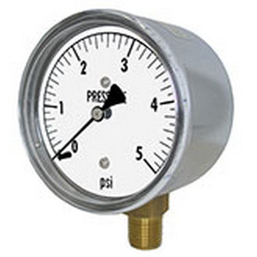 0/5 psi and 0/35 Kpa psi Range 1/4 Male NPT Connection Size PIC Gauge LP1-254-5X35 LP Series Bottom Mount Dry Non-Fillable Low Pressure Gauge with Chrome Case Brass Internals 2-1/2 Dial Size 